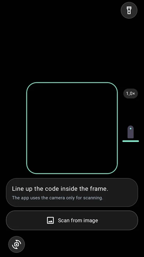 QR Code Tool camera scanning screen